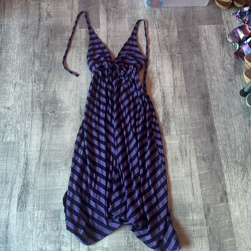 Ella Moss high low chevron halter dress purple